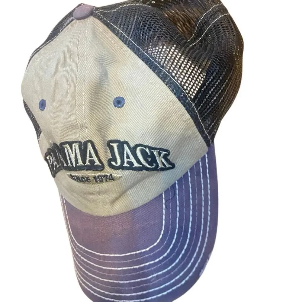 Panama Jack distressed hat, tan blue adjustable